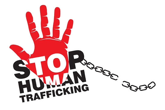 Stop Human Trafficking &mdash; a red hand raised beside a breaking chain